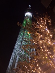 A green Tokyo Sky Tree